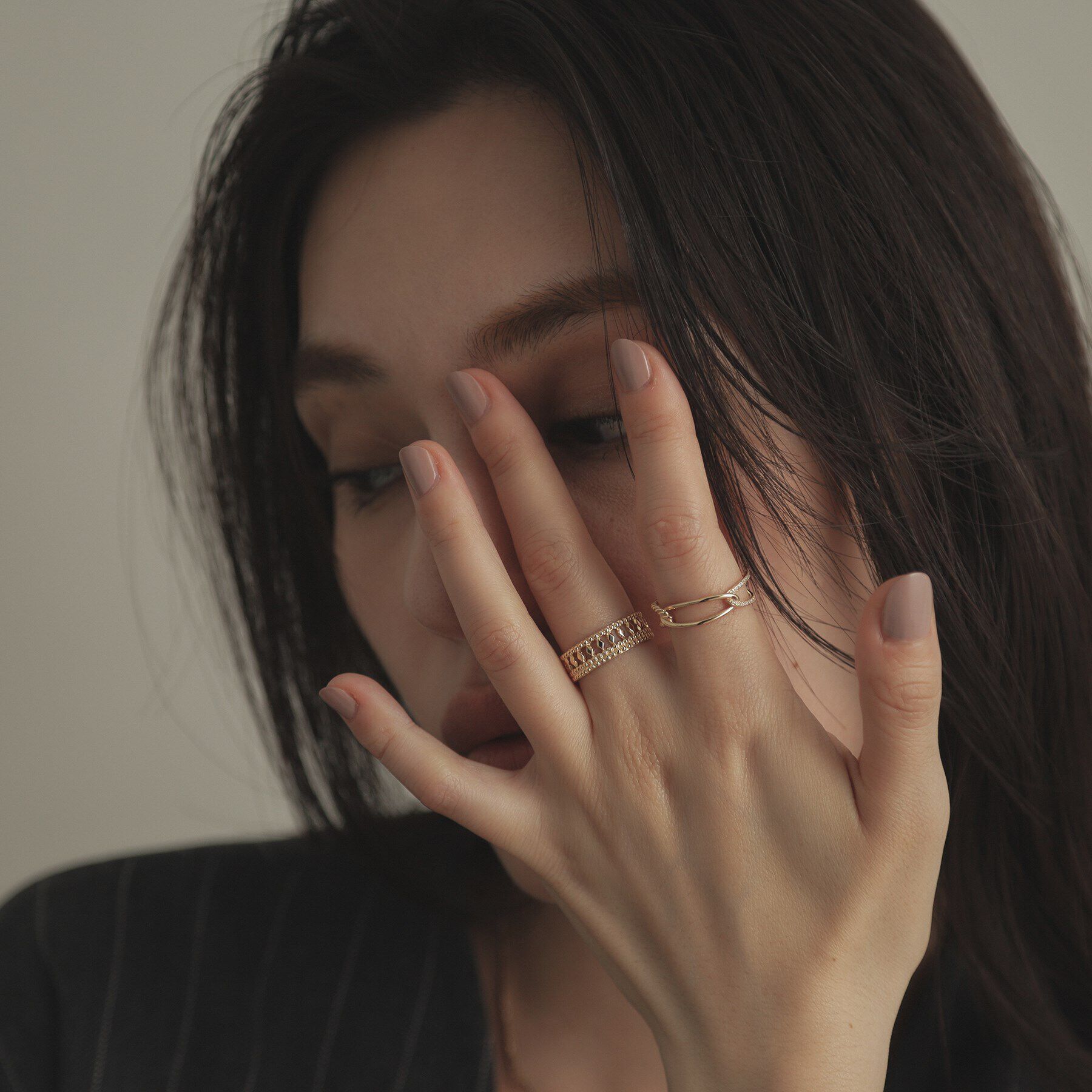 COCOSHNIK「K10ダイヤモンド ロープPCチェーン リング大（16号）」|リング|