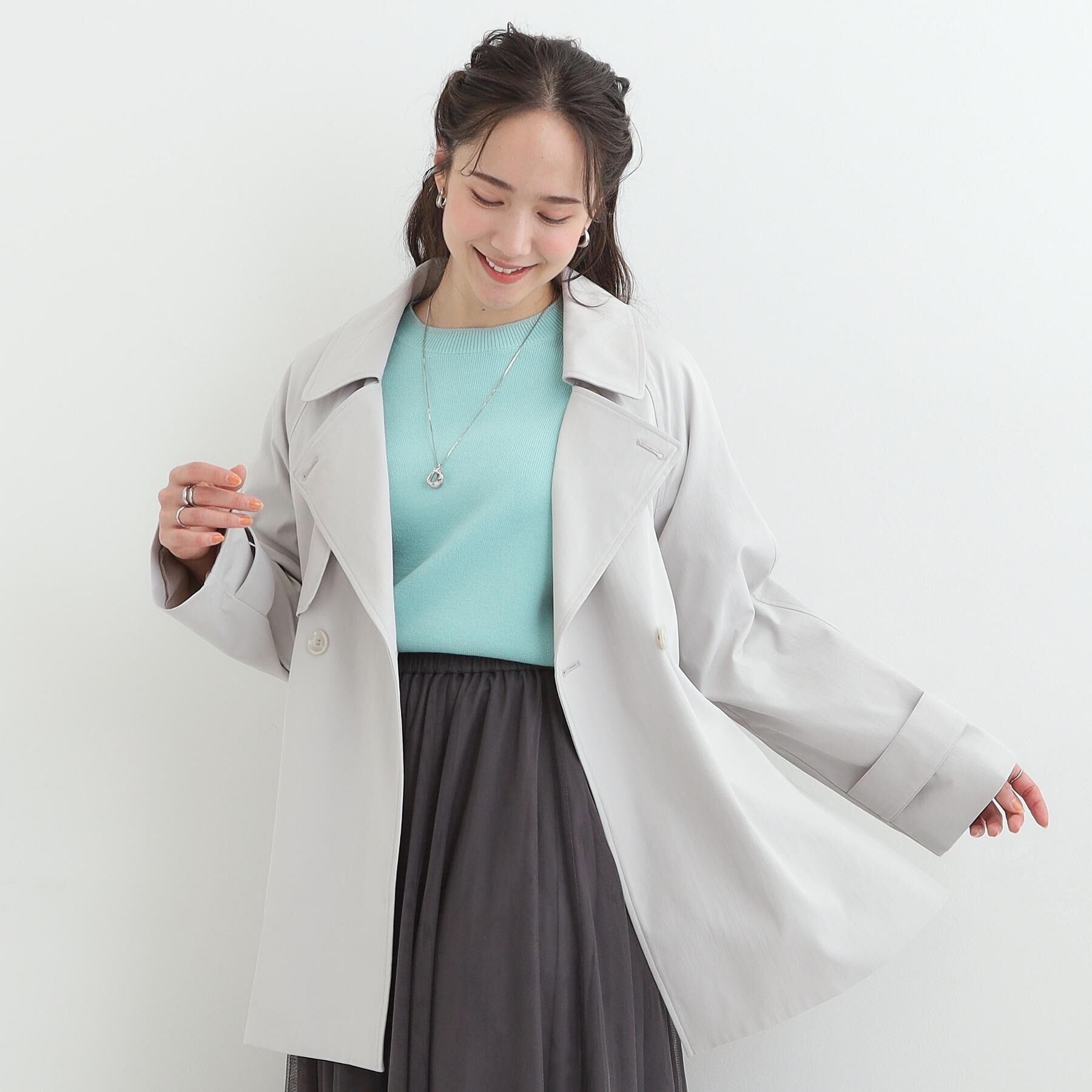 SHOO･LA･RUE「【S-LL/撥水】通勤やお出かけにも活躍 ミドルトレンチコート」|トレンチコート|