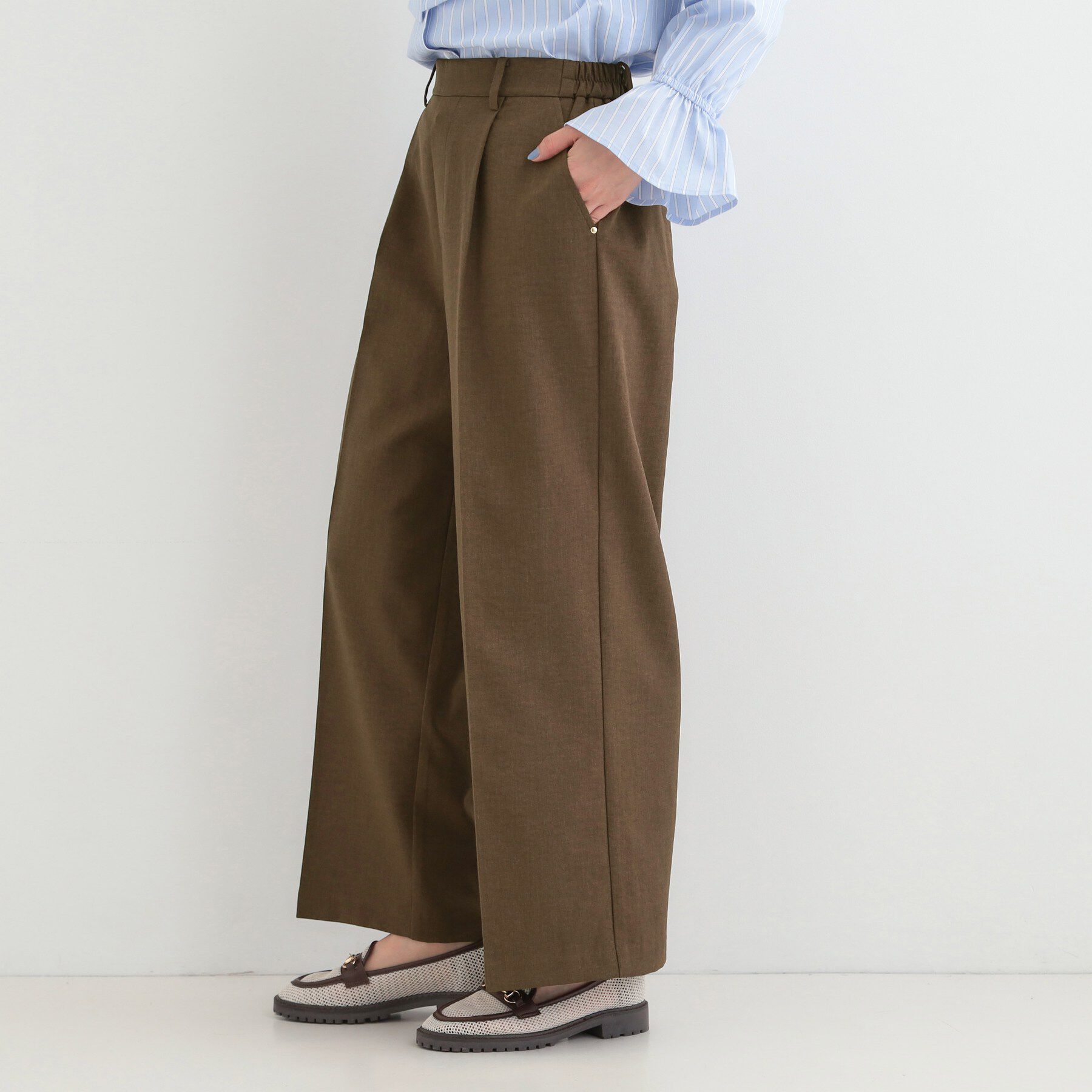 SHOO･LA･RUE「【洗濯機可/セットアップ可/SS-LL/UV】オンにもオフにも きれいに見えワイドパンツ」|その他|