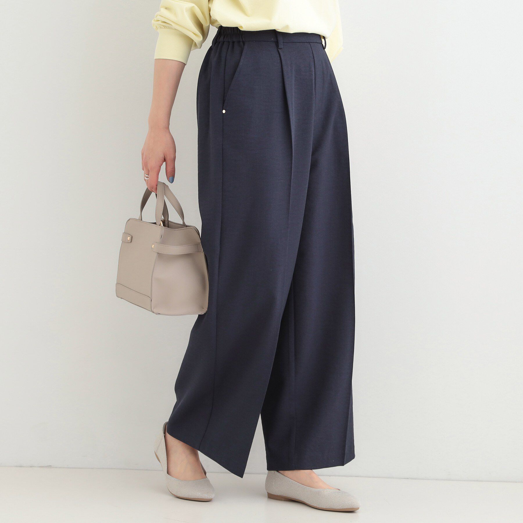 SHOO･LA･RUE「【洗濯機可/セットアップ可/SS-LL/UV】オンにもオフにも きれいに見えワイドパンツ」|その他|ネイビー(094)