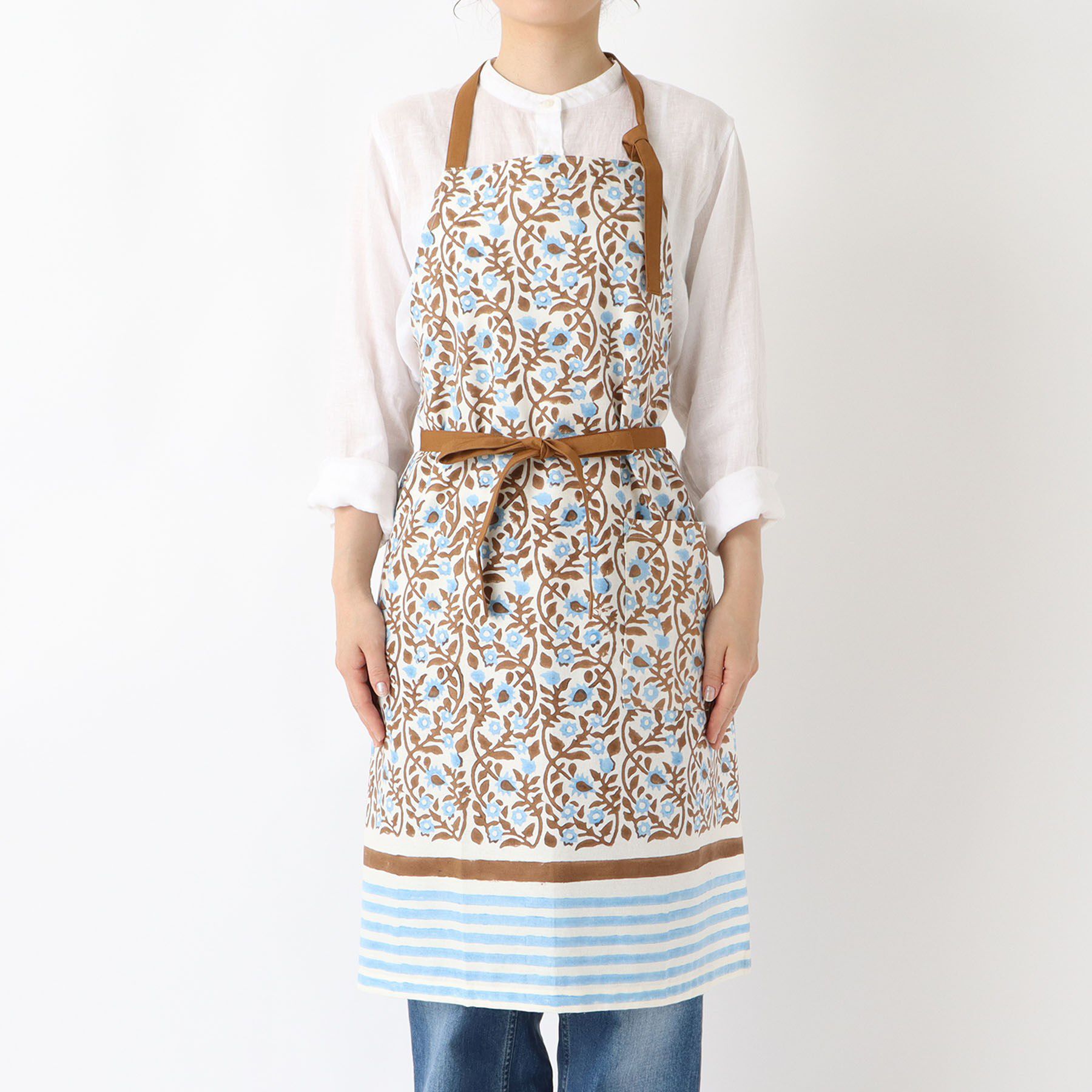 212 KITCHEN STORE「ブロックプリント フルエプロン BL ＜212Kオリジナル＞」|食器・キッチングッズ|