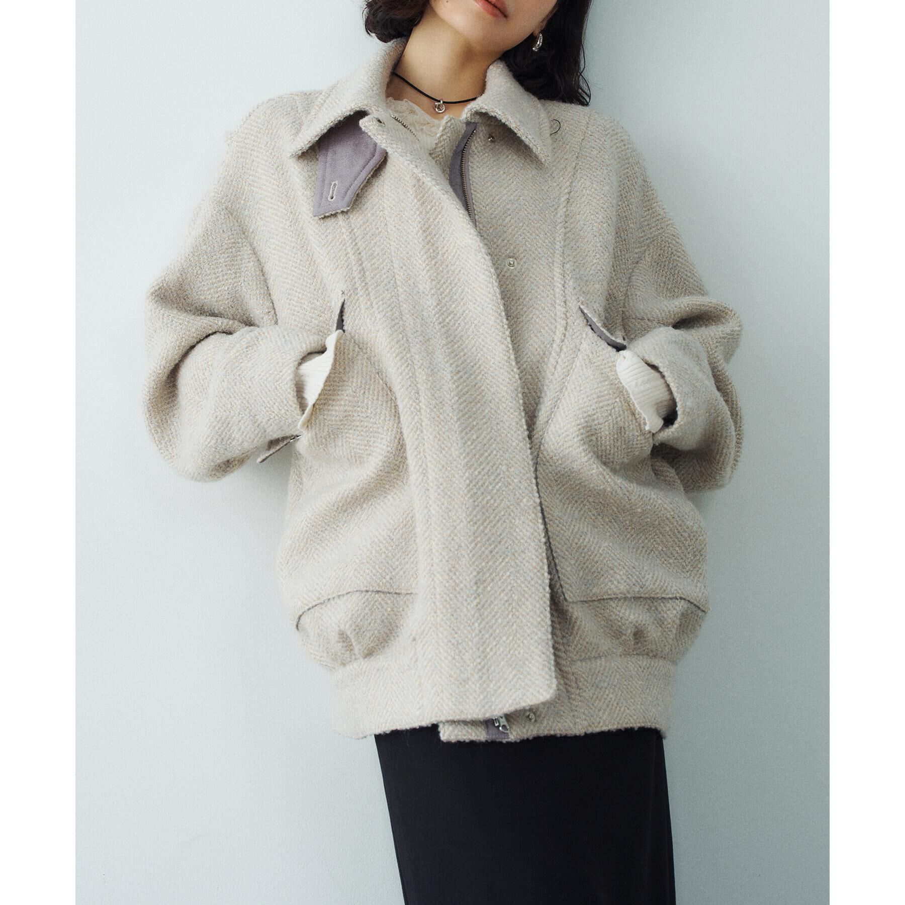CODE A「oversized tweed blouson」|ダウン|オフホワイト(403