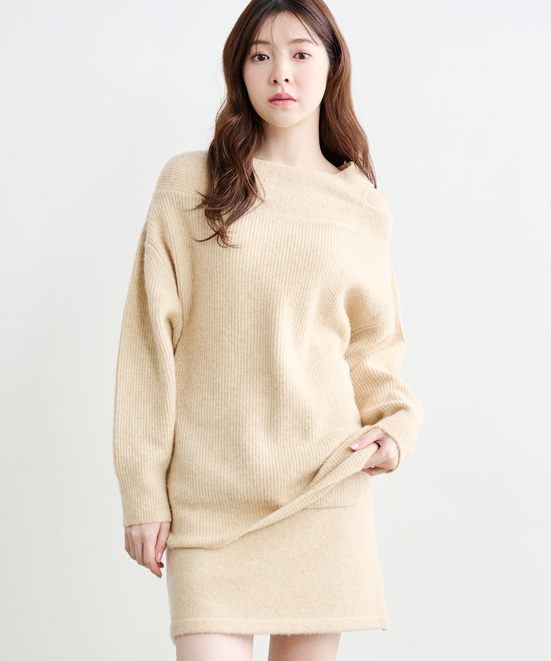 COCO DEAL「ポケットニットミニスカート」|スカート|ベージュ