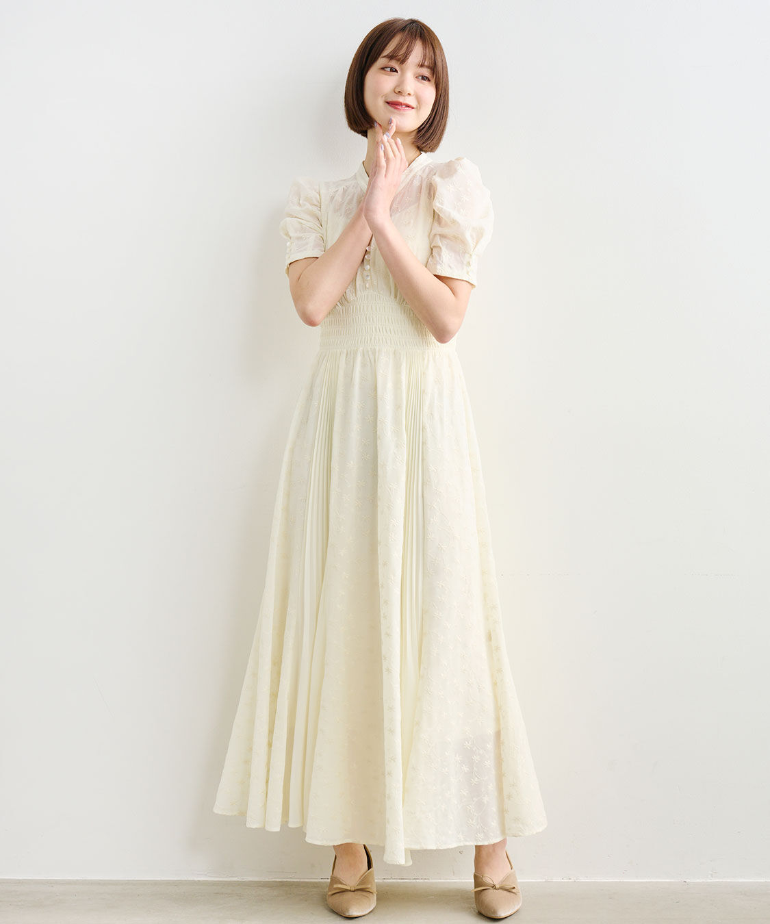 COCO DEAL「フラワー刺繍プリーツ切り替えワンピース」|ワンピース|