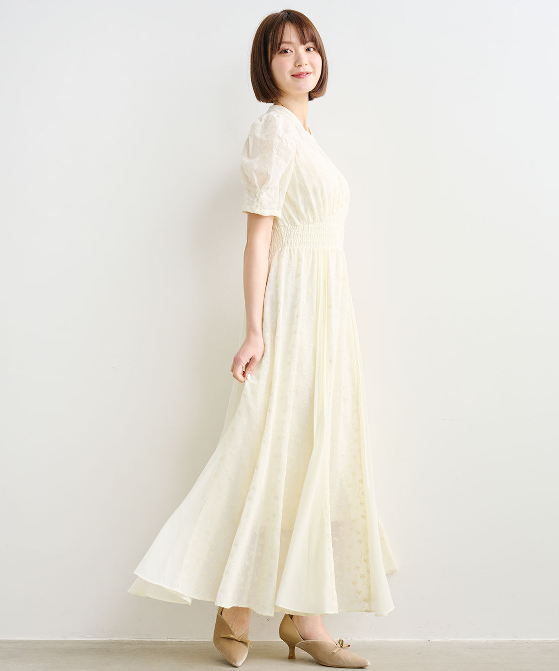 COCO DEAL「フラワー刺繍プリーツ切り替えワンピース」|ワンピース|