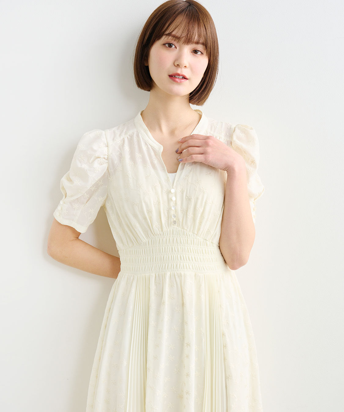 COCO DEAL「フラワー刺繍プリーツ切り替えワンピース」|ワンピース|