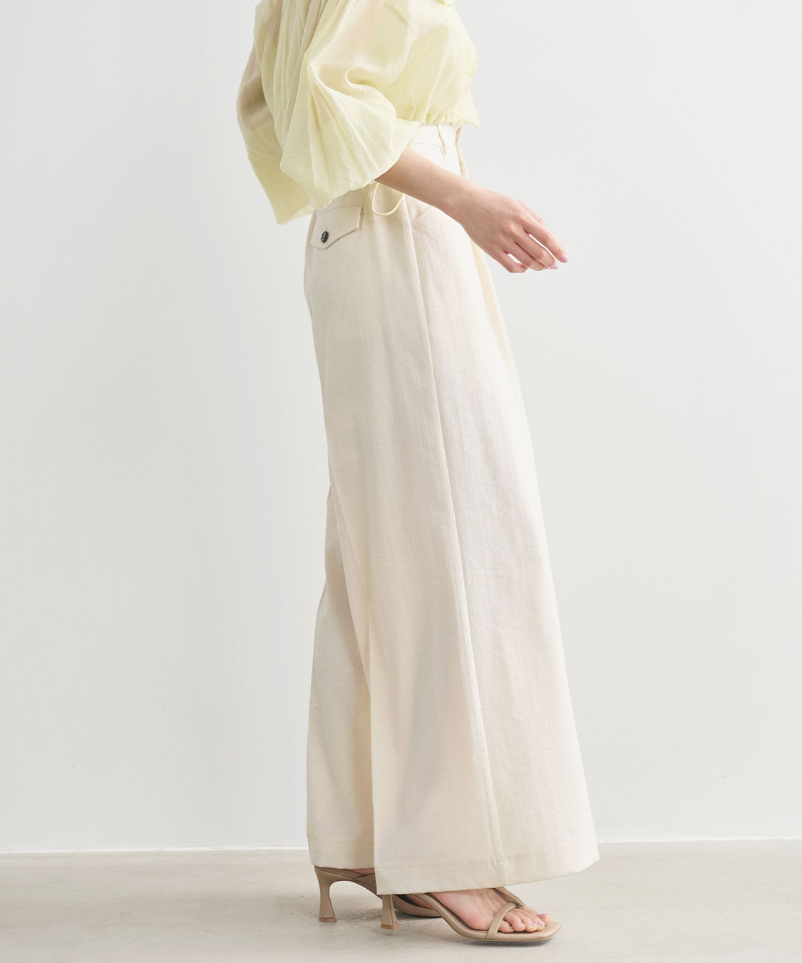 COCO DEAL「リネンライクバックフラップワイドパンツ」|スラックス|