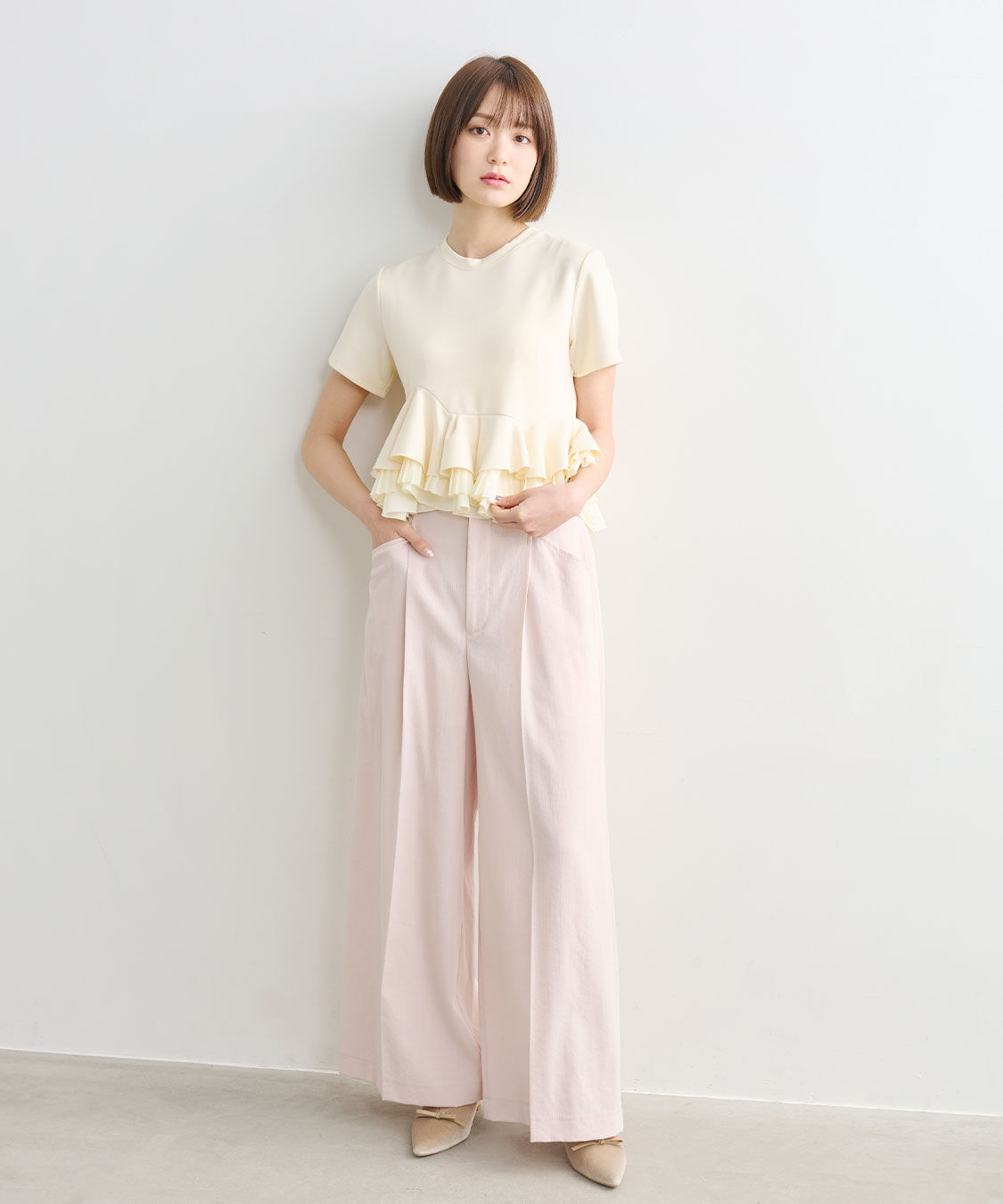 COCO DEAL「リネンライクバックフラップワイドパンツ」|スラックス|