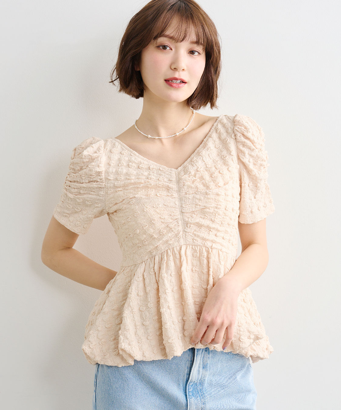 COCO DEAL「バルーンペプラムカットソートップス」|Tシャツ・カットソー|