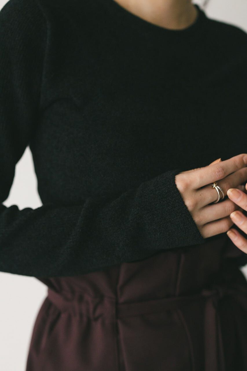 STYLEMIXER「バックオープンベロアショートニット」|ニット・セーター|