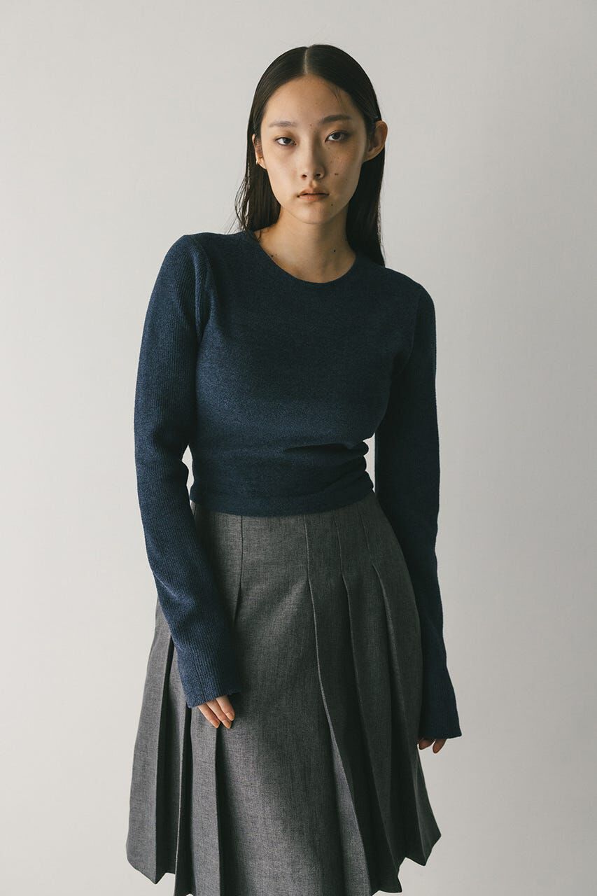 STYLEMIXER「バックオープンベロアショートニット」|ニット・セーター|NVY