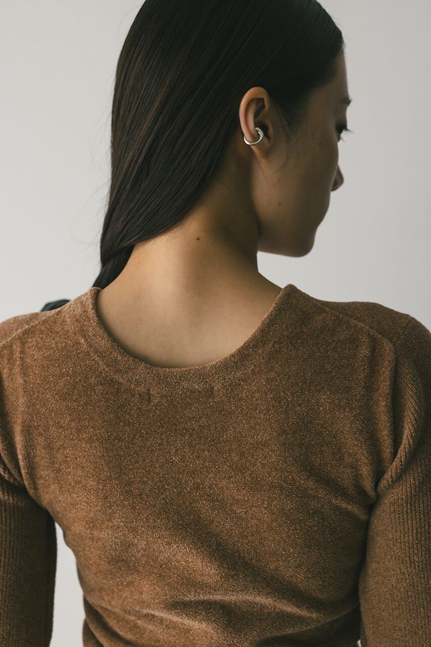 STYLEMIXER「バックオープンベロアショートニット」|ニット・セーター|