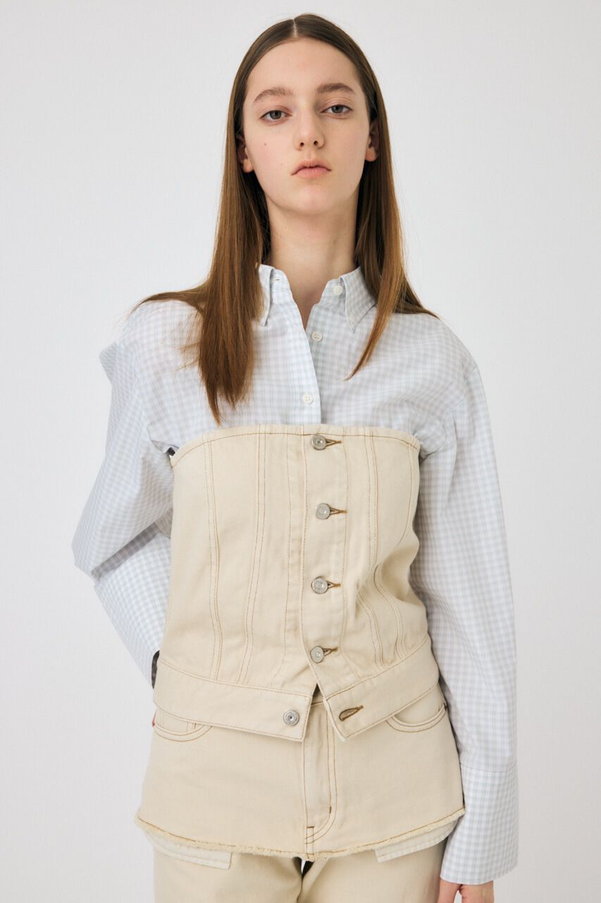 MOUSSY「DENIM BARE ビスチェ」|チューブトップ|ECRU