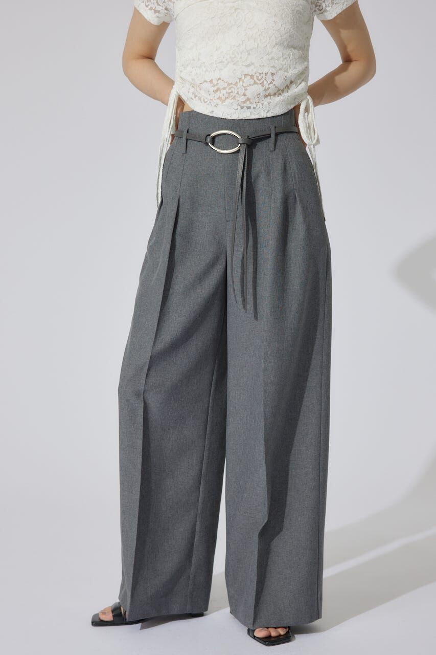 rienda「リネンライクワイドタックベルト付きパンツ」|その他|
