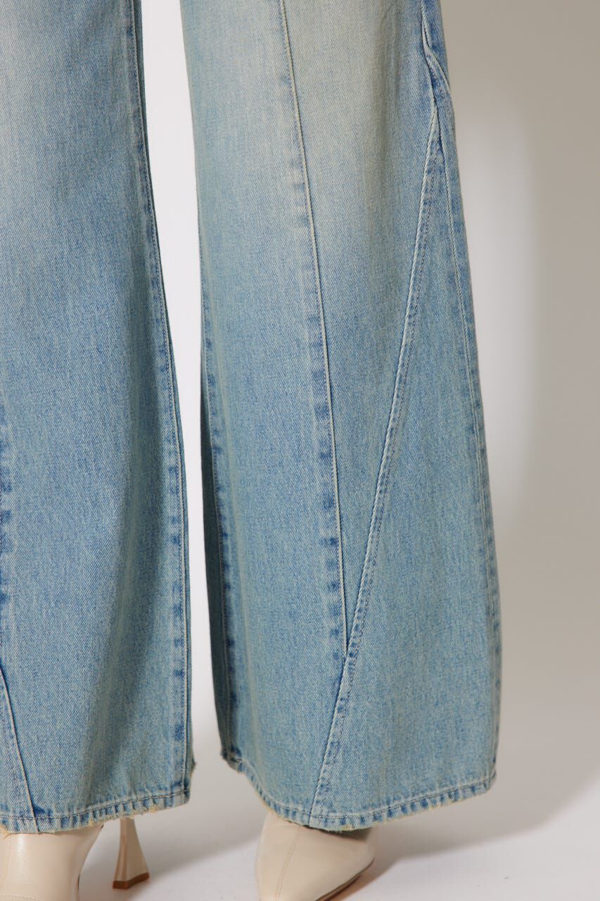 rienda「フロントボタンデザインハイウエストデニムパンツ」|デニム|