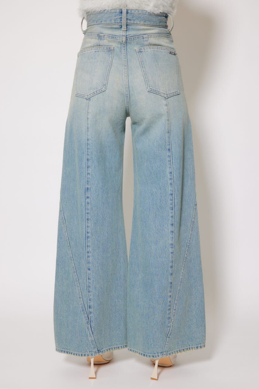 rienda「フロントボタンデザインハイウエストデニムパンツ」|デニム|