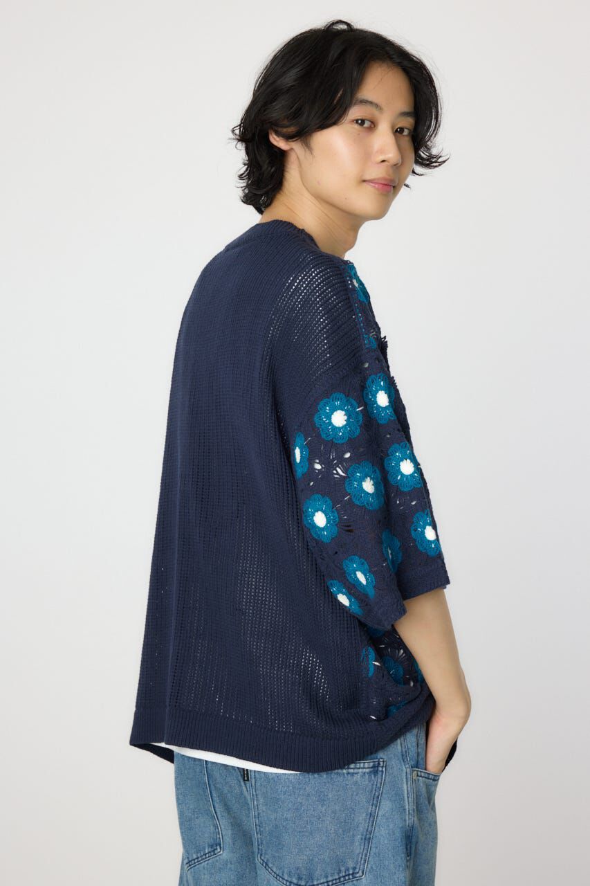 RODEO CROWNS「クロシェフラワー半袖ニットカーディガン」|カーディガン|