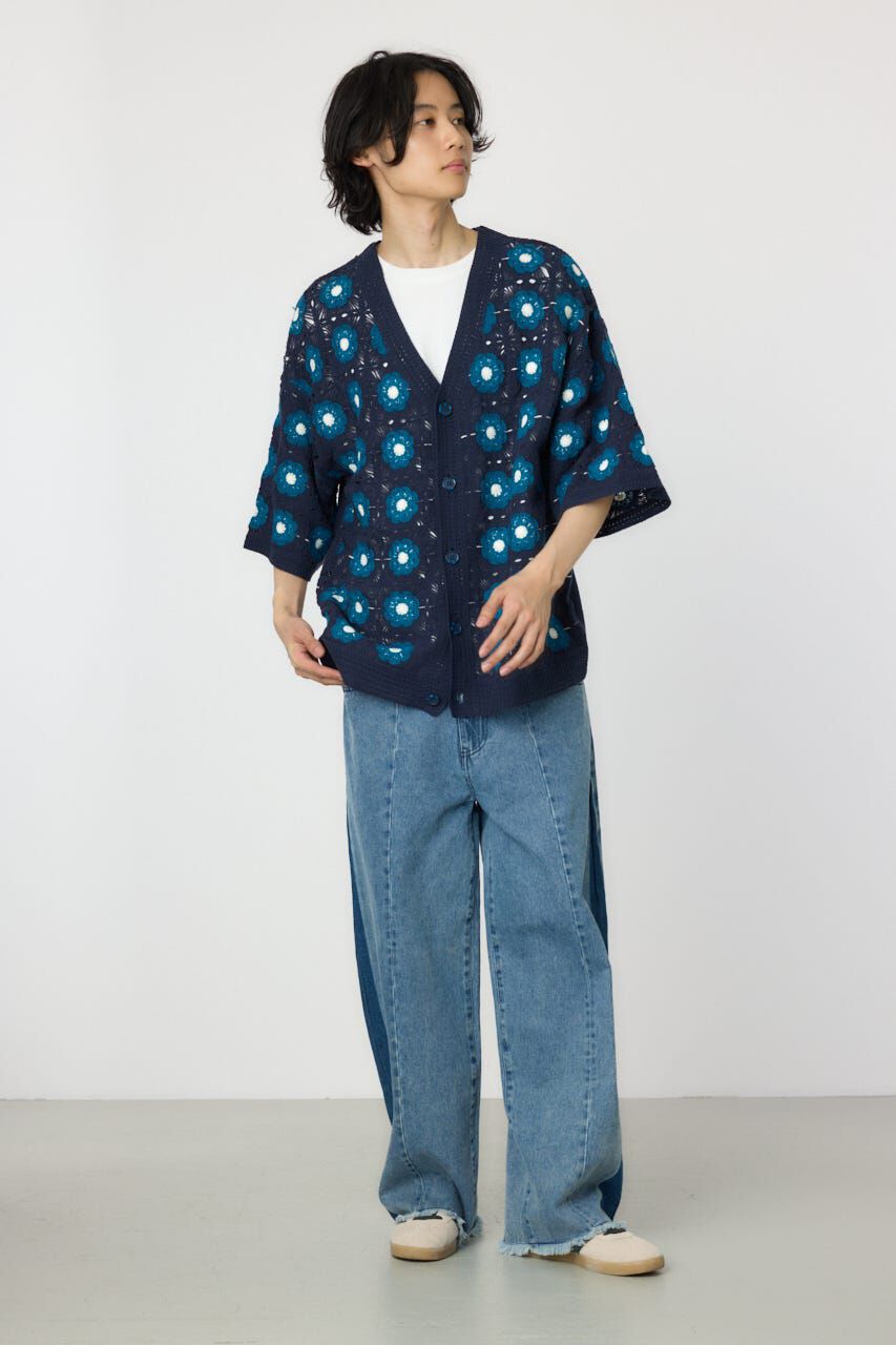 RODEO CROWNS「クロシェフラワー半袖ニットカーディガン」|カーディガン|