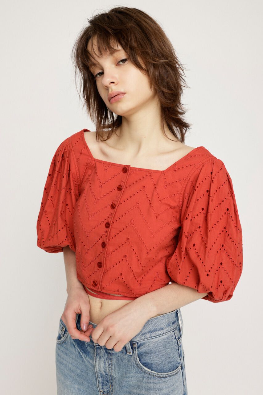 SLY「FRONT BUTTON LACE PUFF トップス」|シャツ・ブラウス|