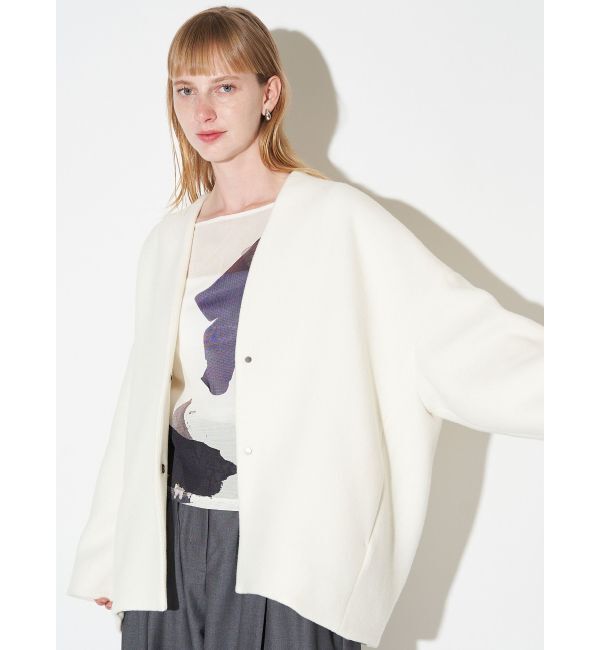 ELENDEEK「FORM SHORT WOOL CT」|ノーカラーコート|