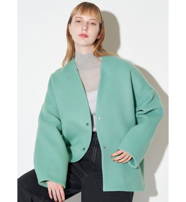 ELENDEEK「FORM SHORT WOOL CT」|ノーカラーコート|