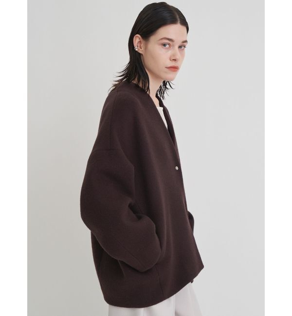 ELENDEEK「FORM SHORT WOOL CT」|ノーカラーコート|