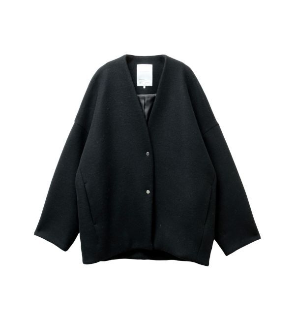 ELENDEEK「FORM SHORT WOOL CT」|ノーカラーコート|