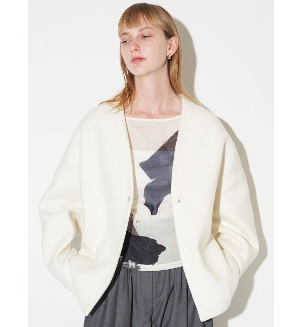 ELENDEEK「FORM SHORT WOOL CT」|ノーカラーコート|