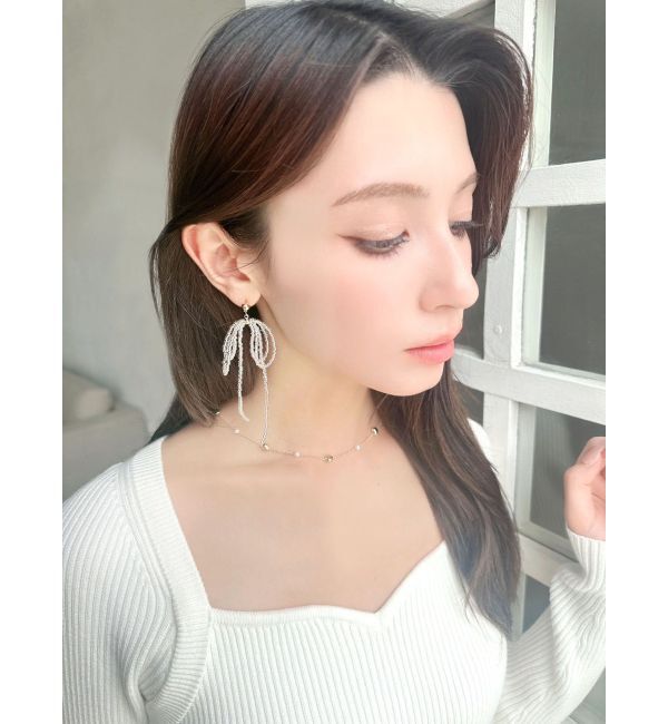 RESEXXY「クリアビーズリボンピアス」|ピアス|