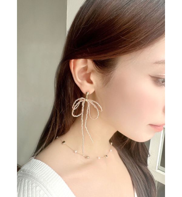 RESEXXY「クリアビーズリボンピアス」|ピアス|