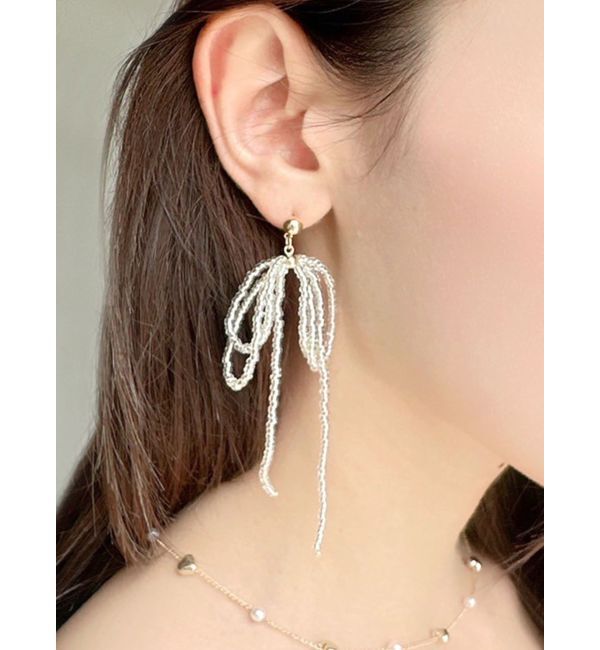 RESEXXY「クリアビーズリボンピアス」|ピアス|クリア