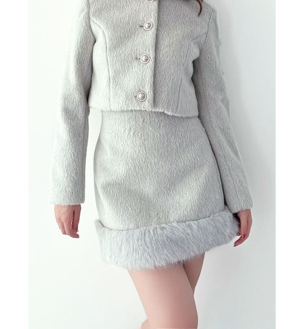 RESEXXY「フェイクファーミニスカート【セットアップ着用可能】」|スカート|グレー
