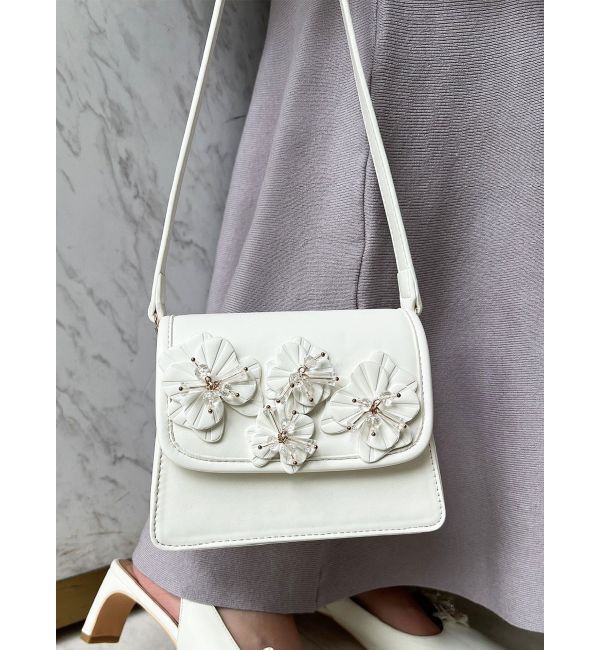 RESEXXY「フラワーモチーフコンパクトバッグ」|ショルダー・メッセンジャー|ホワイト