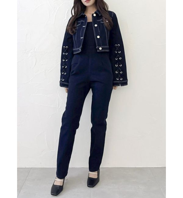 dazzlin「スリムデニムベアロンパース」|ワンピース|