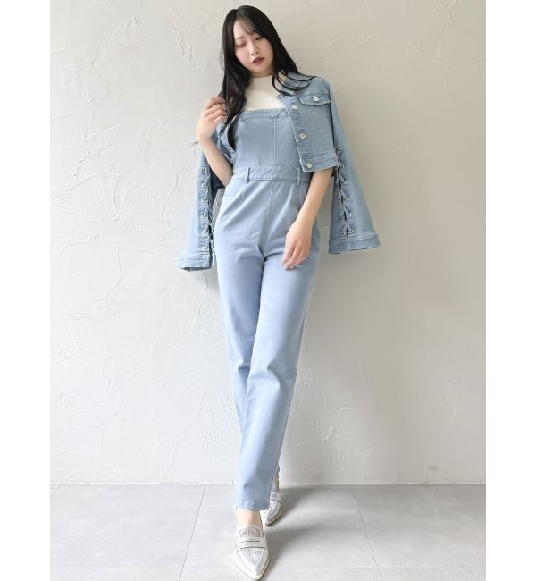 dazzlin「スリムデニムベアロンパース」|ワンピース|