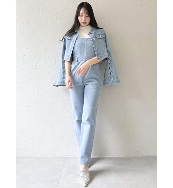 dazzlin「スリムデニムベアロンパース」|ワンピース|