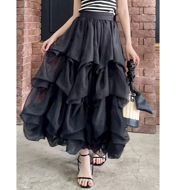 dazzlin「【追加生産分】ランダムタックバルーンスカート」|スカート|ブラック
