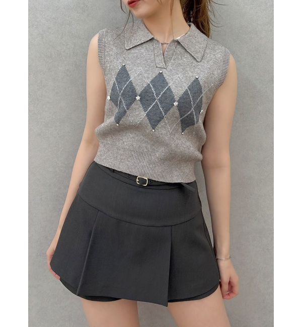 dazzlin「【セットアップ対応】レイヤードスカートパンツ」|スカート|チャコールグレー