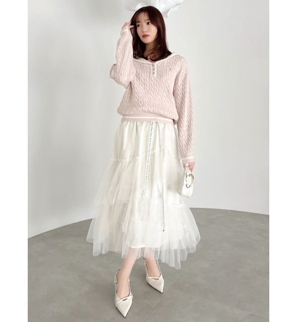 dazzlin「【FILA別注】アシメチュールティアードスカート」|スカート|