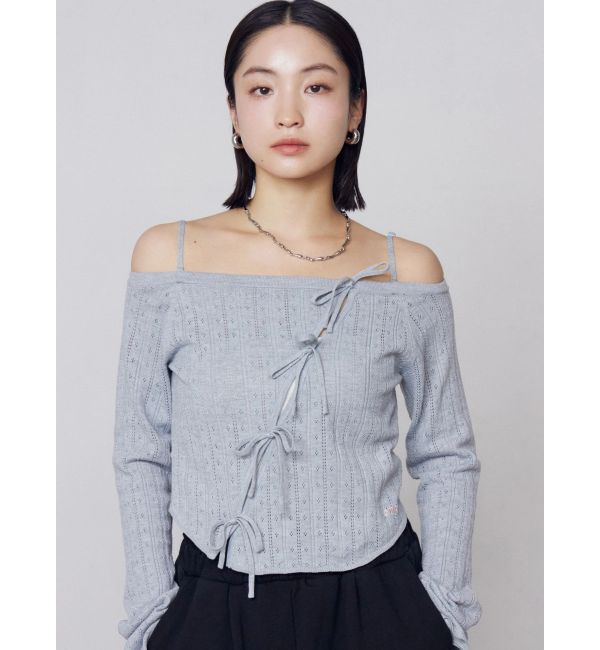 EMODA「ホールリボン2WAYニット」|ニット・セーター|グレー