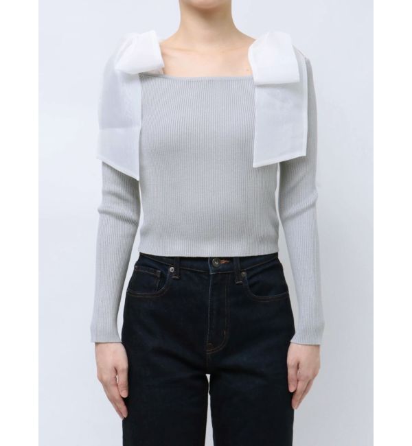 MERCURYDUO「ショルダーリボンロングスリーブニット」|ニット・セーター|