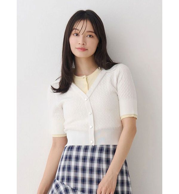 MERCURYDUO「バイカラーフェイクレイヤードニット」|ニット・セーター|オフホワイト