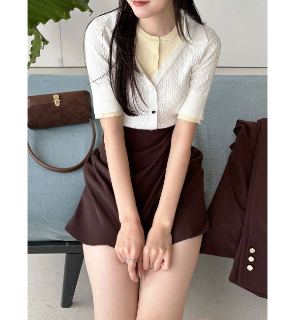 MERCURYDUO「バイカラーフェイクレイヤードニット」|ニット・セーター|