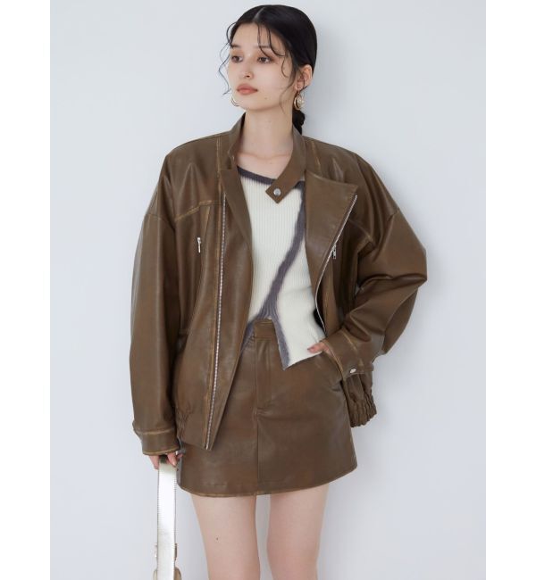 MURUA「ヴィンテージライクフェイクレザーミニスカート」|スカート|