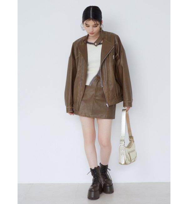 MURUA「ヴィンテージライクフェイクレザーミニスカート」|スカート|