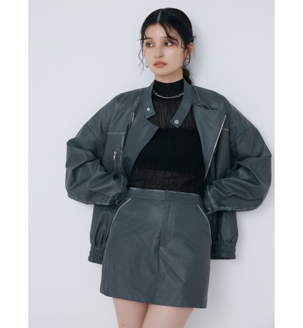 MURUA「ヴィンテージライクフェイクレザーミニスカート」|スカート|