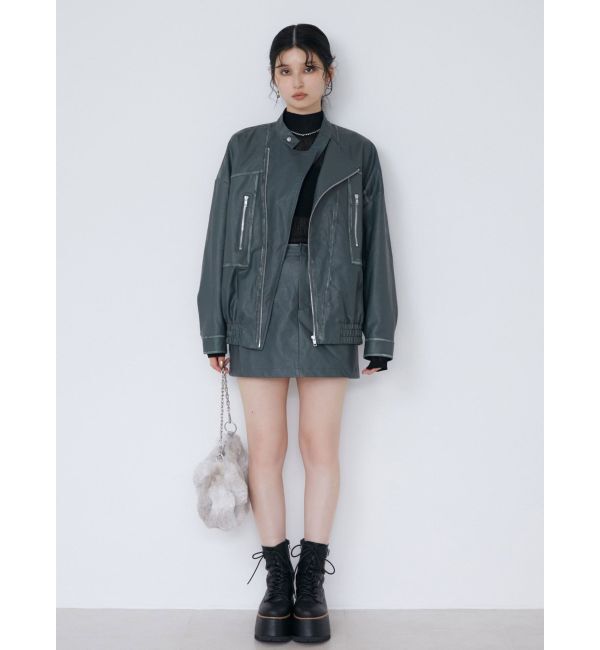 MURUA「ヴィンテージライクフェイクレザーミニスカート」|スカート|