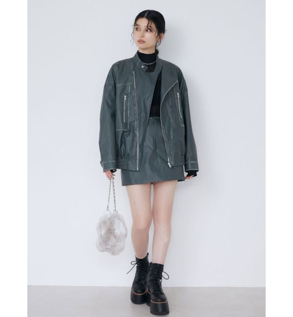 MURUA「ヴィンテージライクフェイクレザーミニスカート」|スカート|