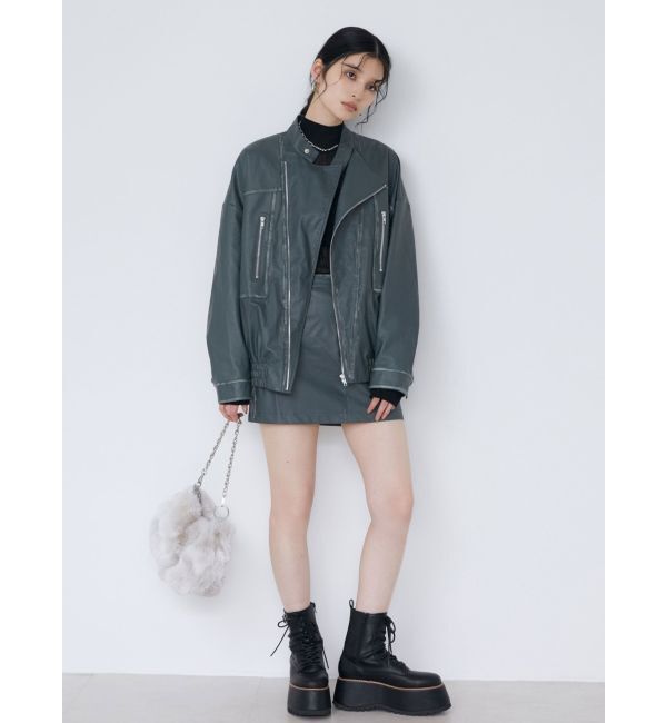 MURUA「ヴィンテージライクフェイクレザーミニスカート」|スカート|