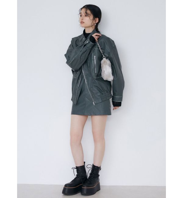 MURUA「ヴィンテージライクフェイクレザーミニスカート」|スカート|